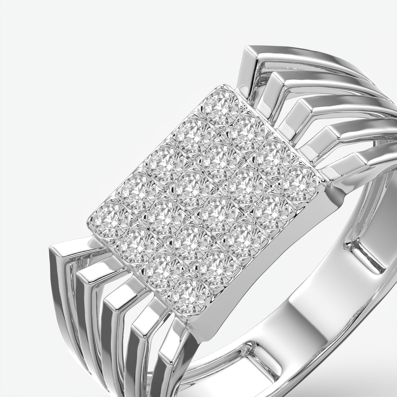 Stellar Ridge Diamond Silver Ring For Men's