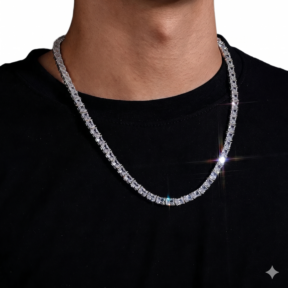 Statement Iced Out Princess Cut Diamond Tennis Chain