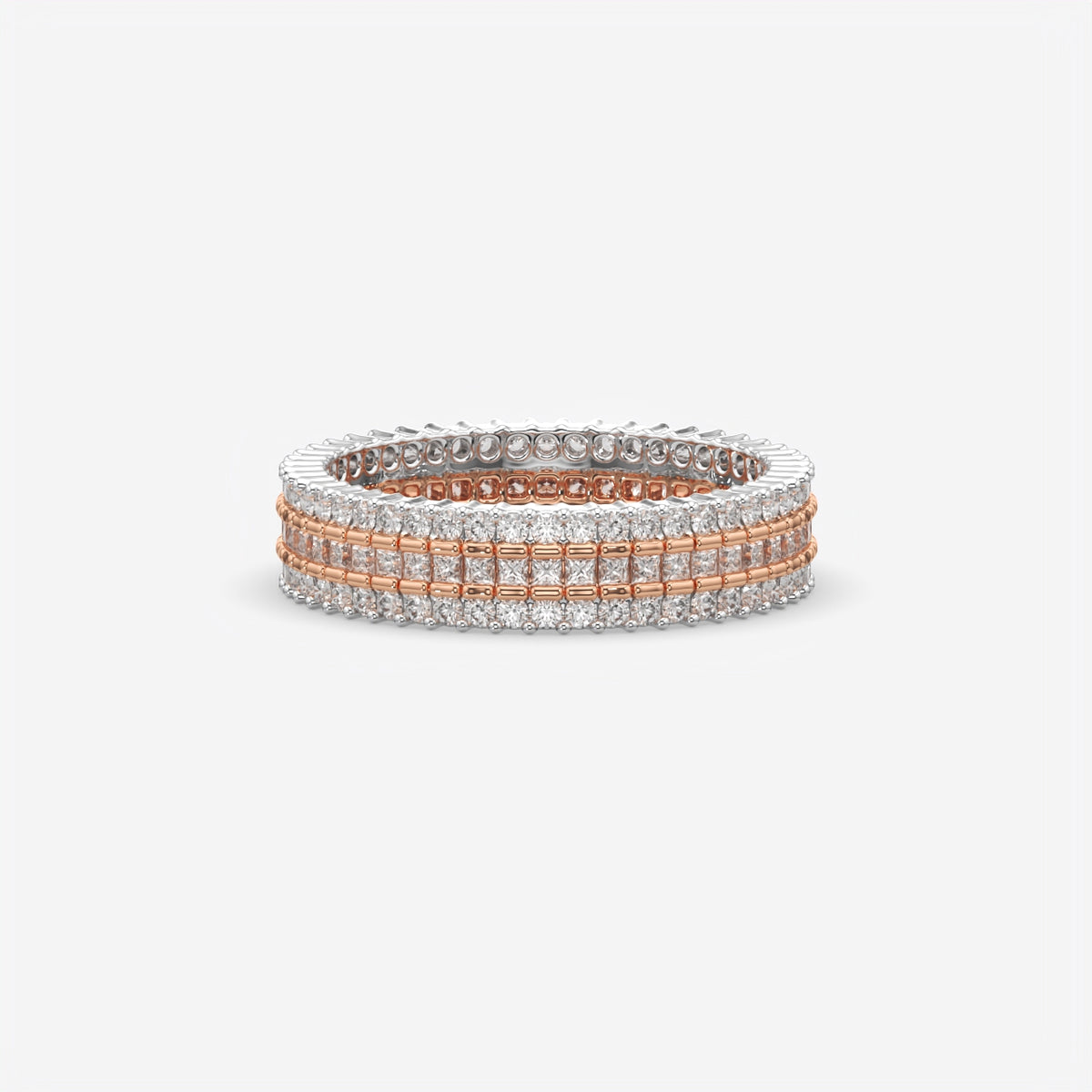 Multi-Row Diamond Eternity Band Ring For Men's