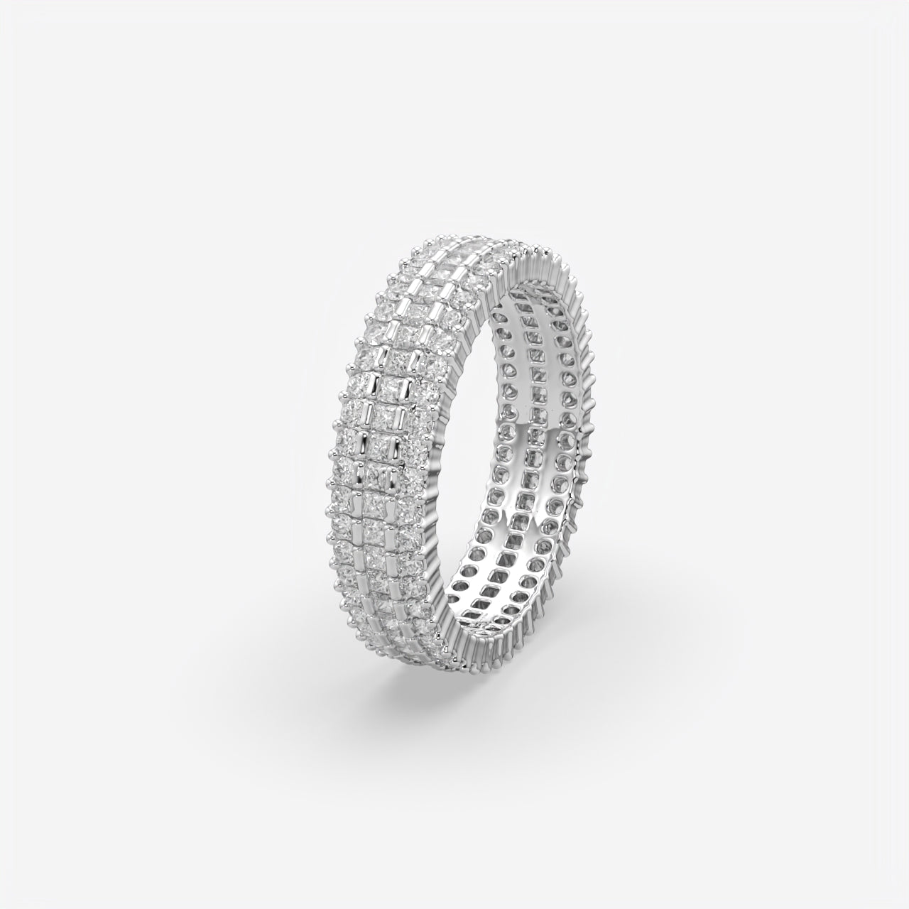 Multi-Row Diamond Eternity Band Ring For Men's