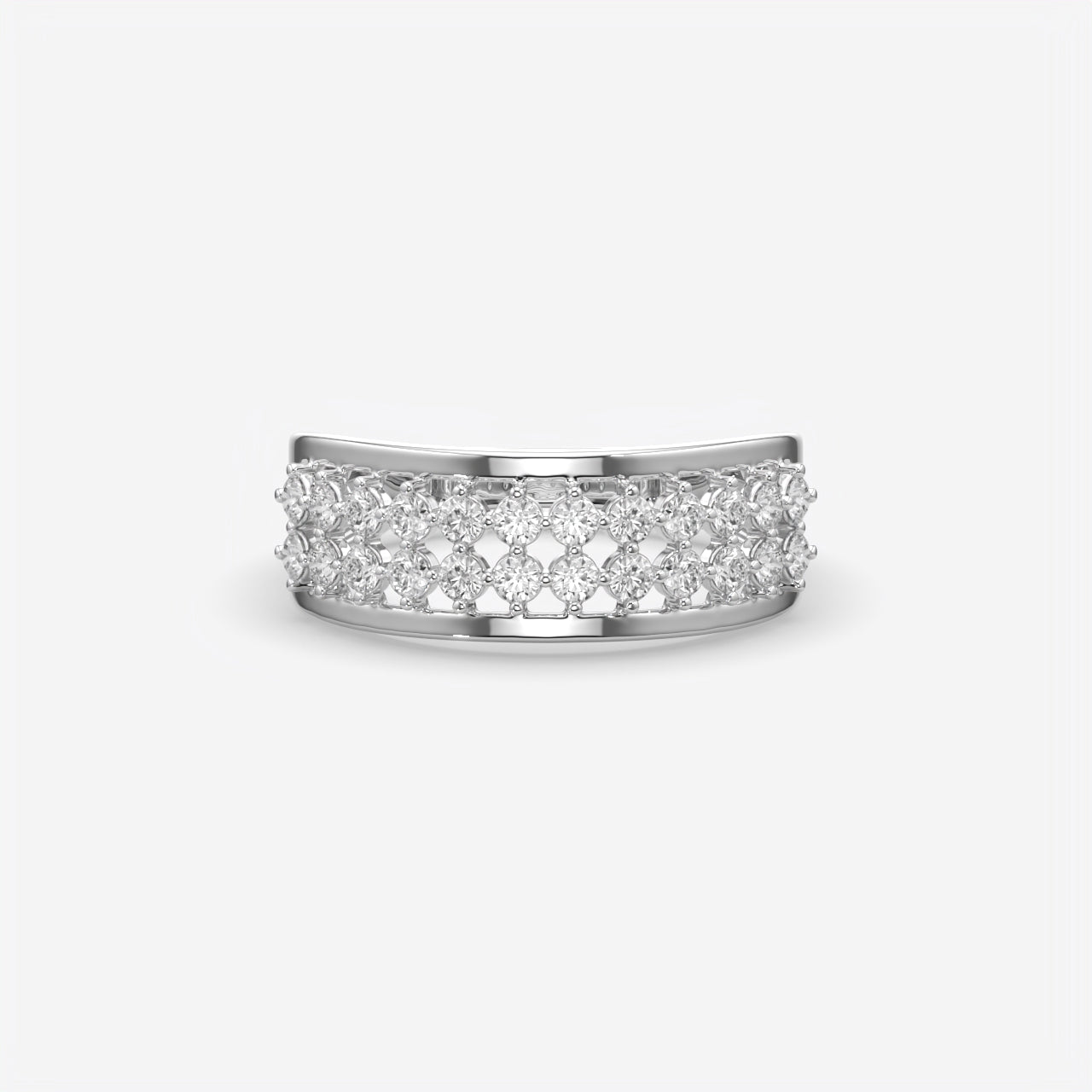 Multi-Row Diamond Wedding Band Ring