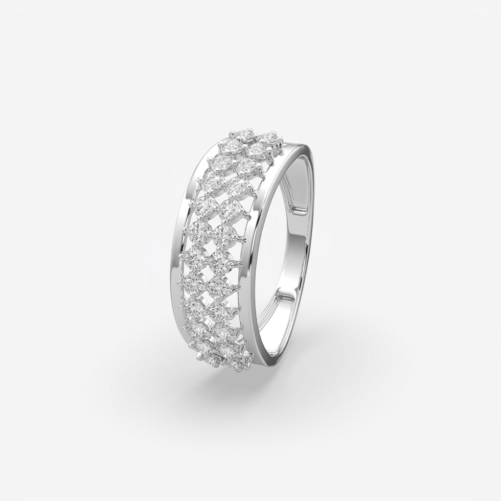 Multi-Row Diamond Wedding Band Ring