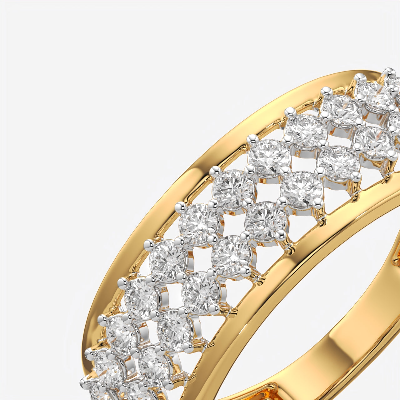 Multi-Row Diamond Wedding Band Ring