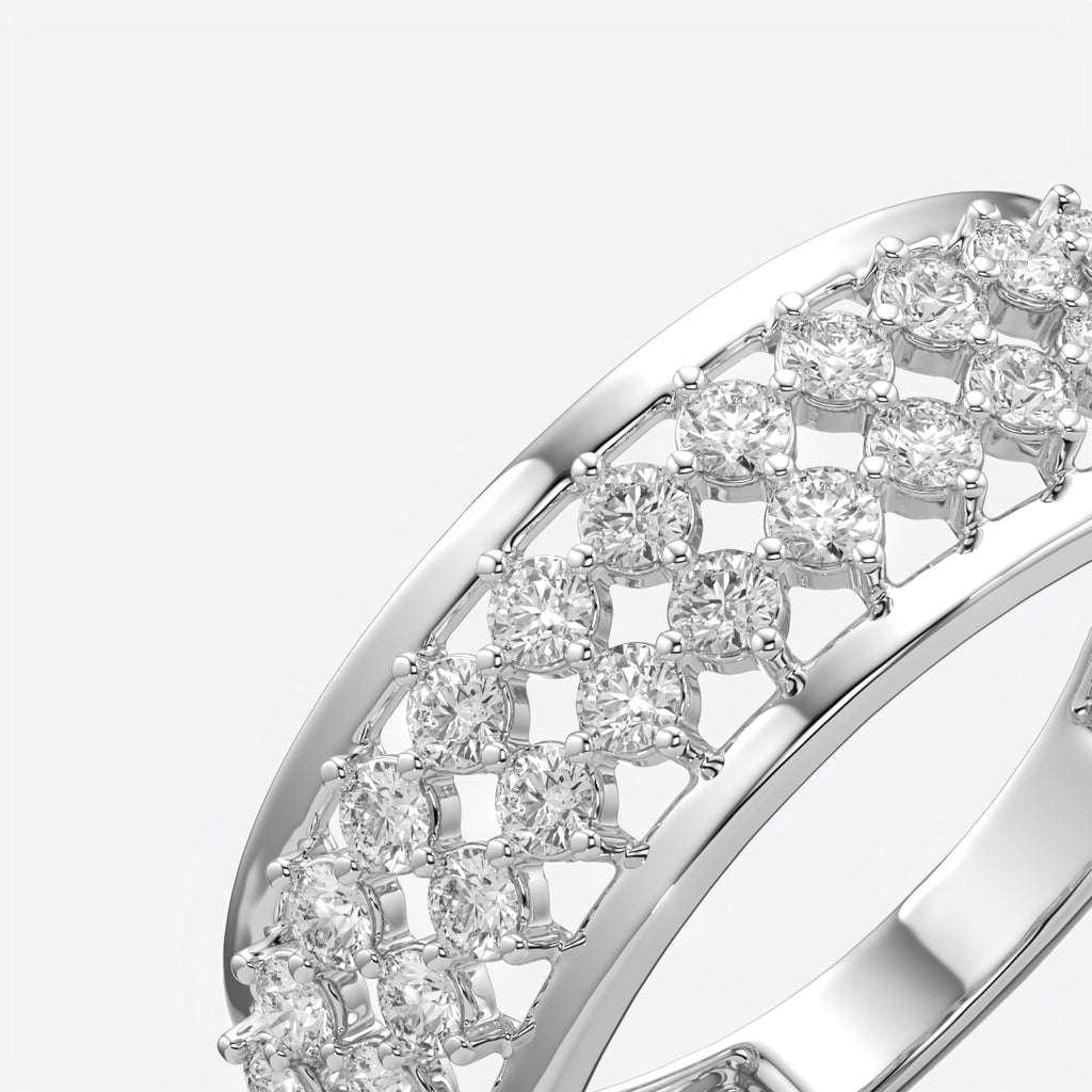 Multi-Row Diamond Wedding Band Ring