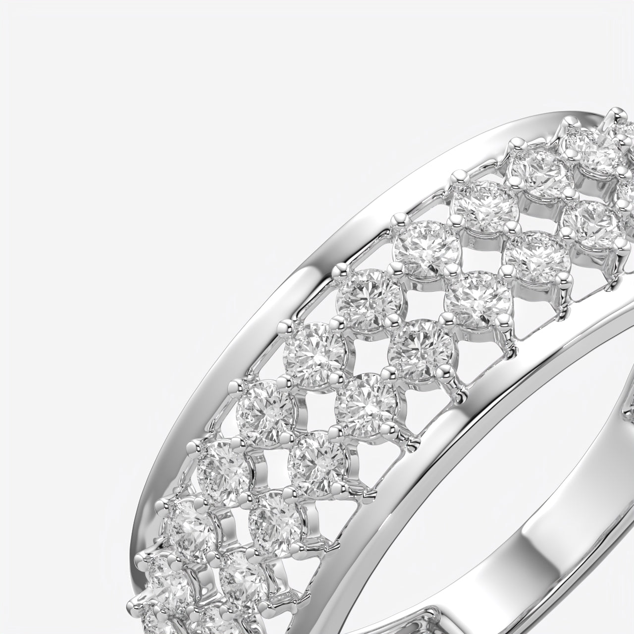 Multi-Row Diamond Wedding Band Ring
