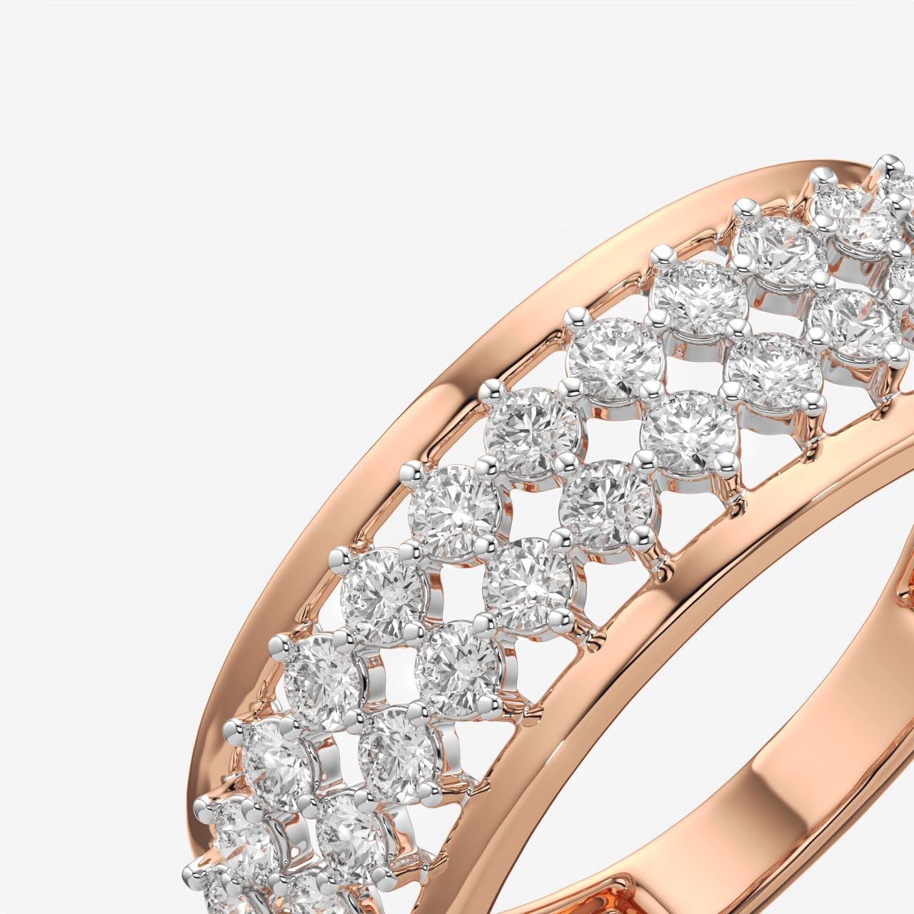Multi-Row Diamond Wedding Band Ring