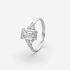 Silver Emerald Cut Diamond Ring For Women
