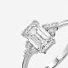 Silver Emerald Cut Diamond Ring For Women