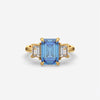 Blue Sapphire Engagement Ring for Women Emerald Cut Gemstone Ring