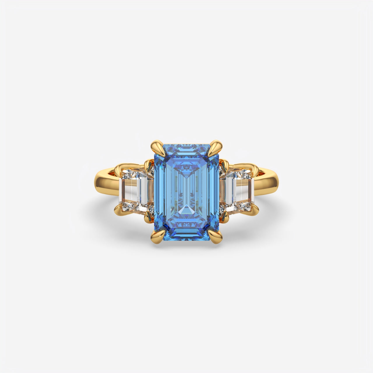 Blue Sapphire Emerald Cut Ring For Women
