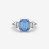 Blue Sapphire Engagement Ring for Women Emerald Cut Gemstone Ring