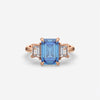 Blue Sapphire Engagement Ring for Women Emerald Cut Gemstone Ring