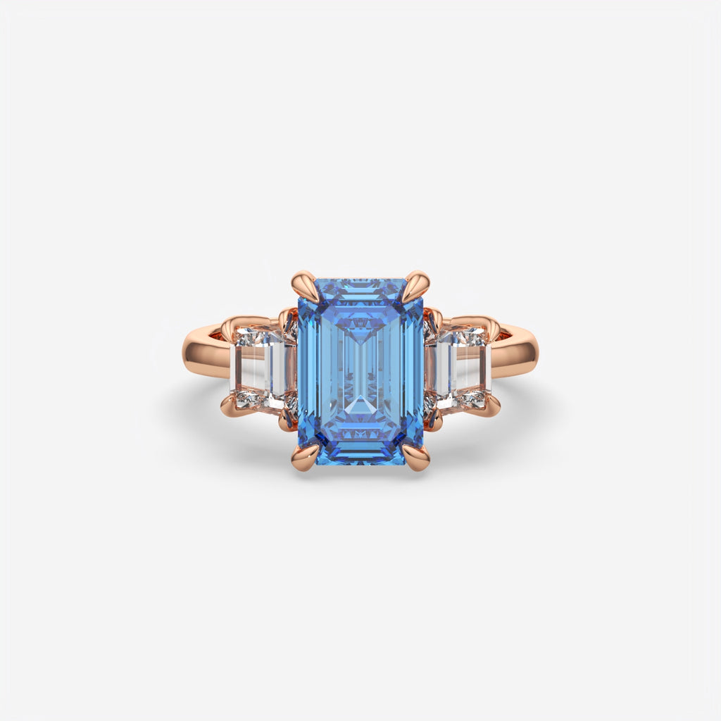 Blue Sapphire Emerald Cut Ring For Women