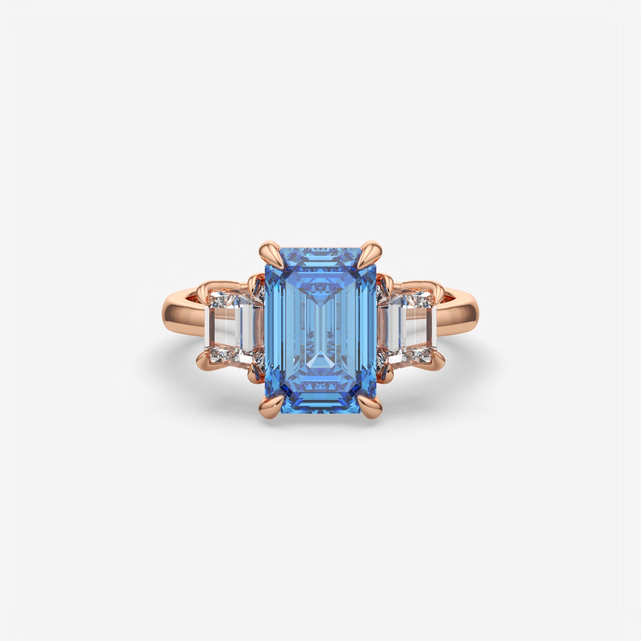 Blue Sapphire Emerald Cut Ring For Women