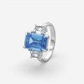 Emerald Cut Light Blue Sapphire Ring For Women's