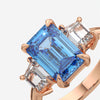Blue Sapphire Engagement Ring for Women Emerald Cut Gemstone Ring