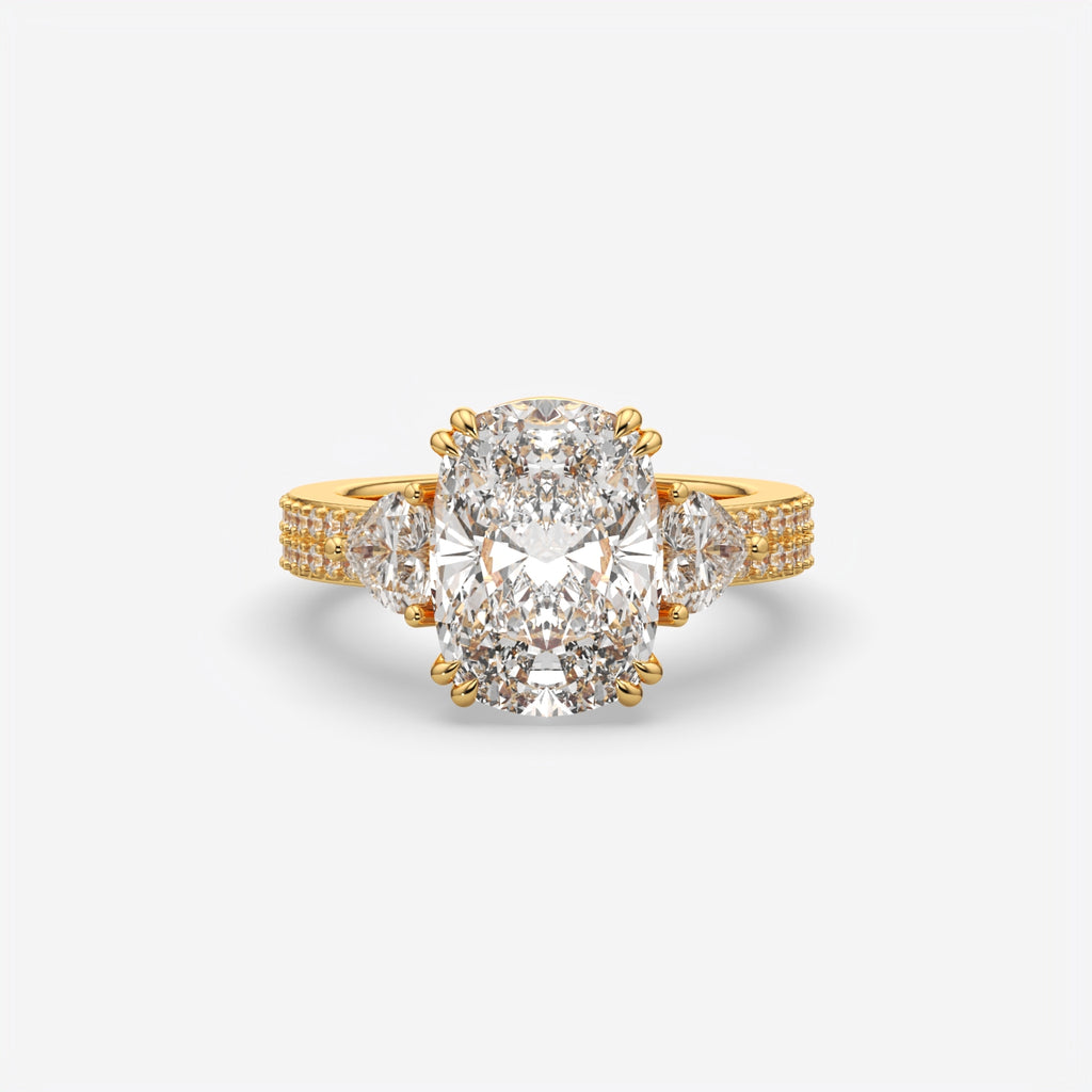 Cushion Cut Three Stone Engagement Ring