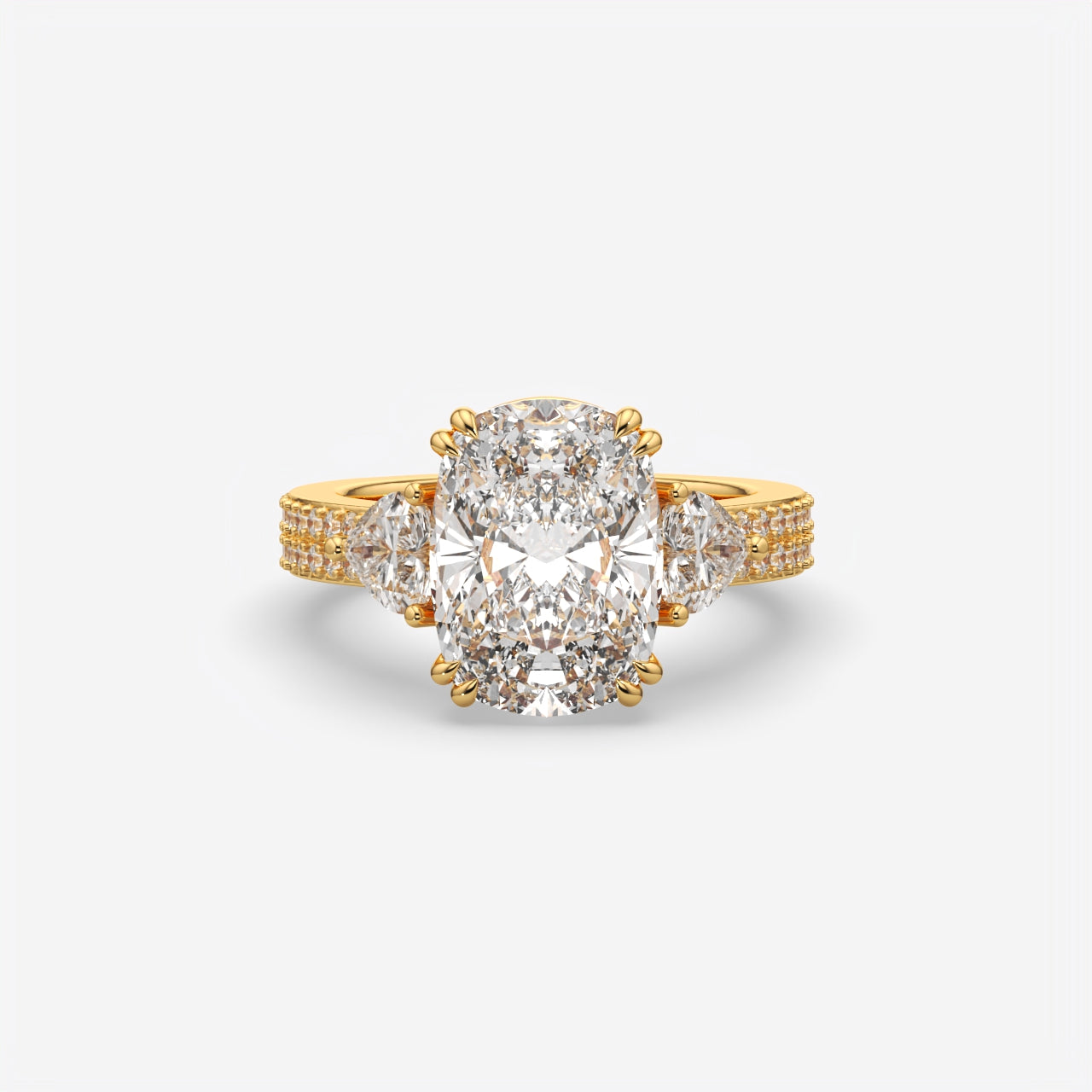 Cushion Cut Three Stone Engagement Ring