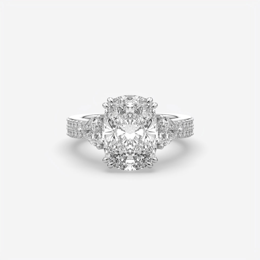 Cushion Cut Three Stone Engagement Ring