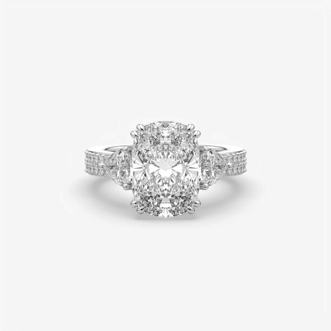 Cushion Cut Three Stone Engagement Ring