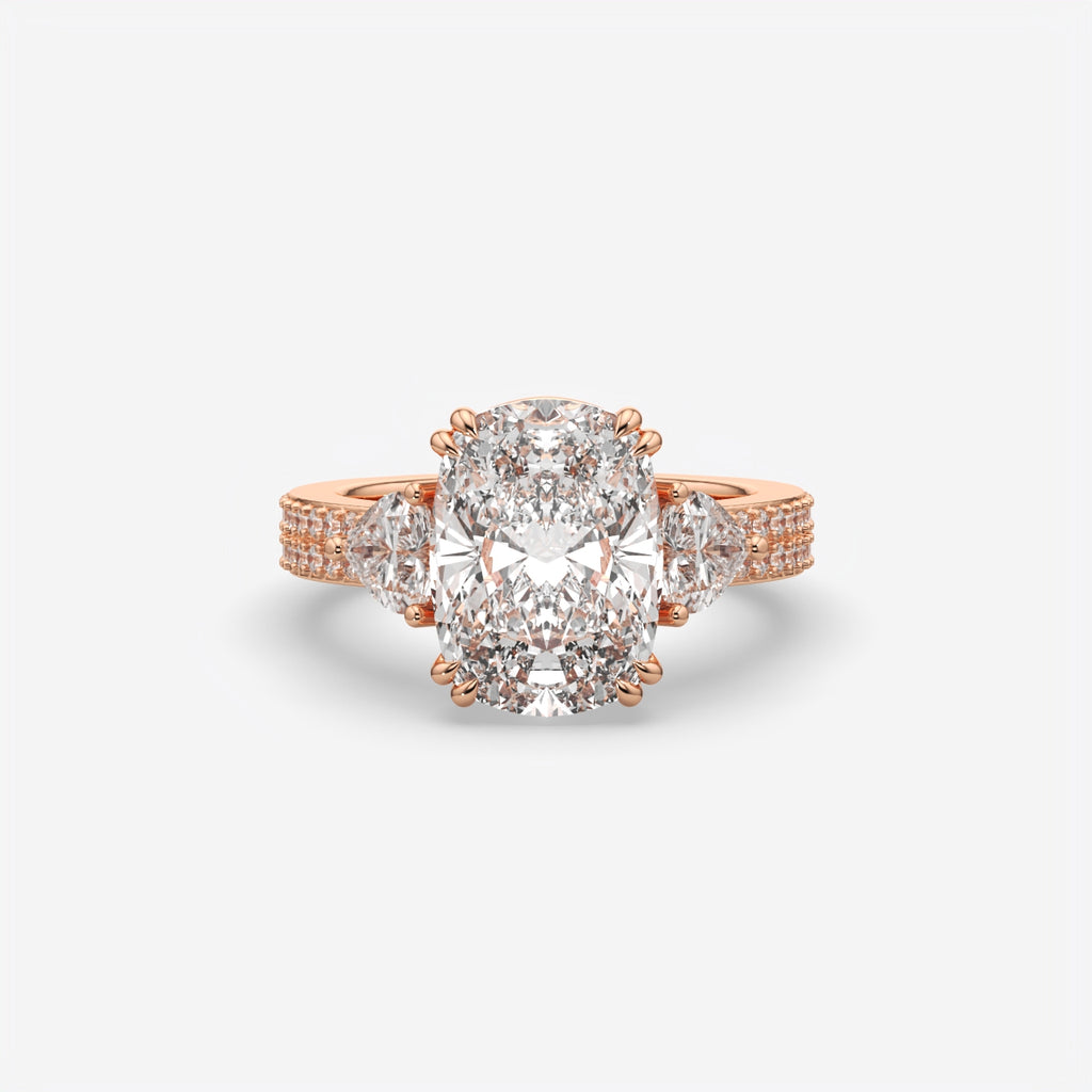 Cushion Cut Three Stone Engagement Ring