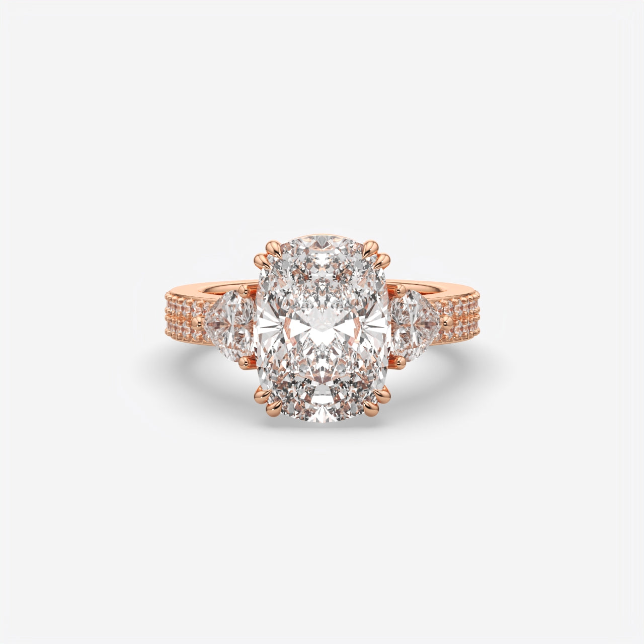 Cushion Cut Three Stone Engagement Ring