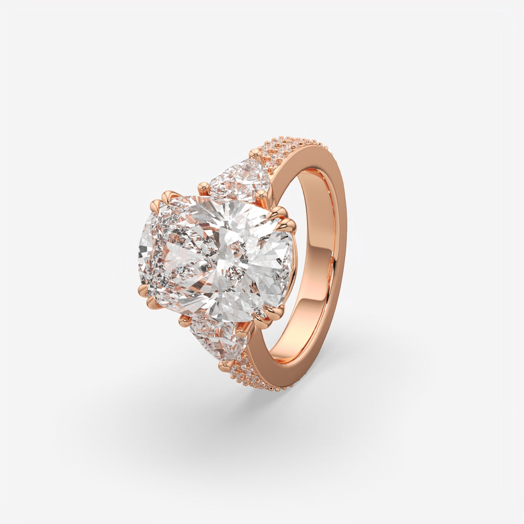 Cushion Cut Three Stone Engagement Ring