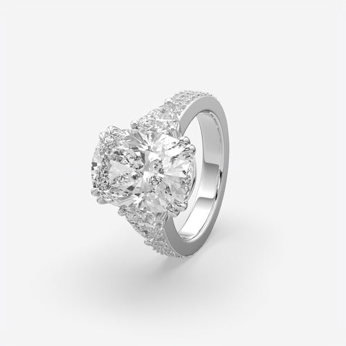 Cushion Cut Three Stone Engagement Ring