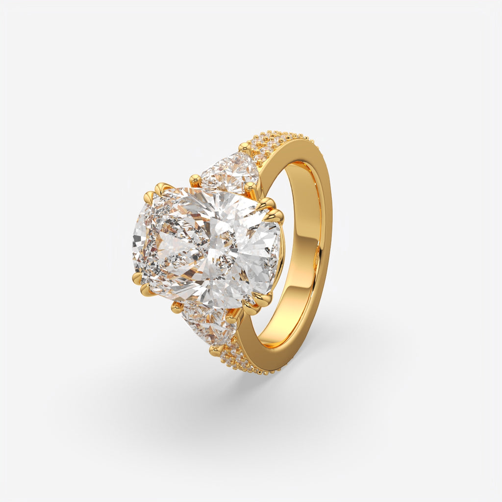 Cushion Cut Three Stone Engagement Ring