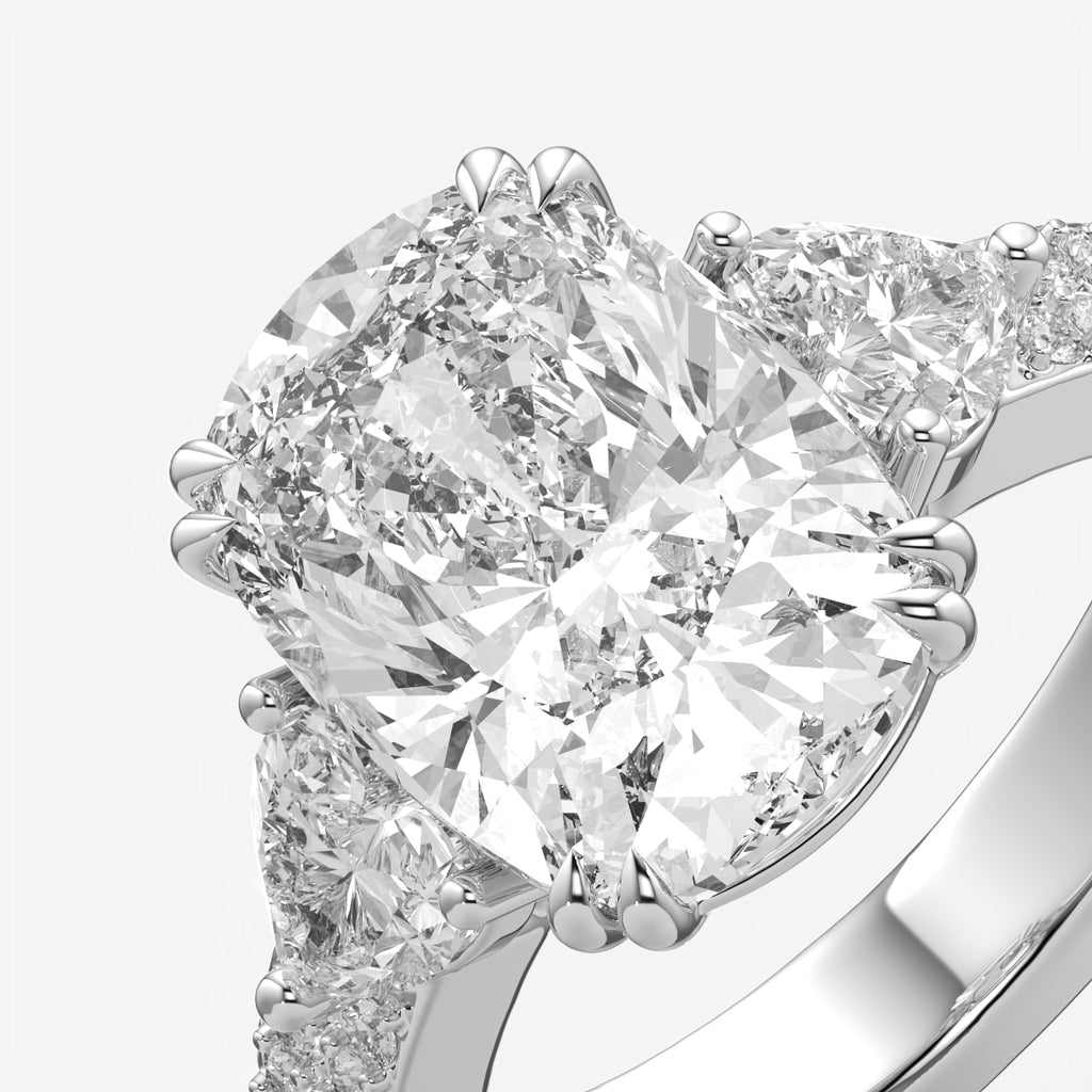 Cushion Cut Three Stone Engagement Ring