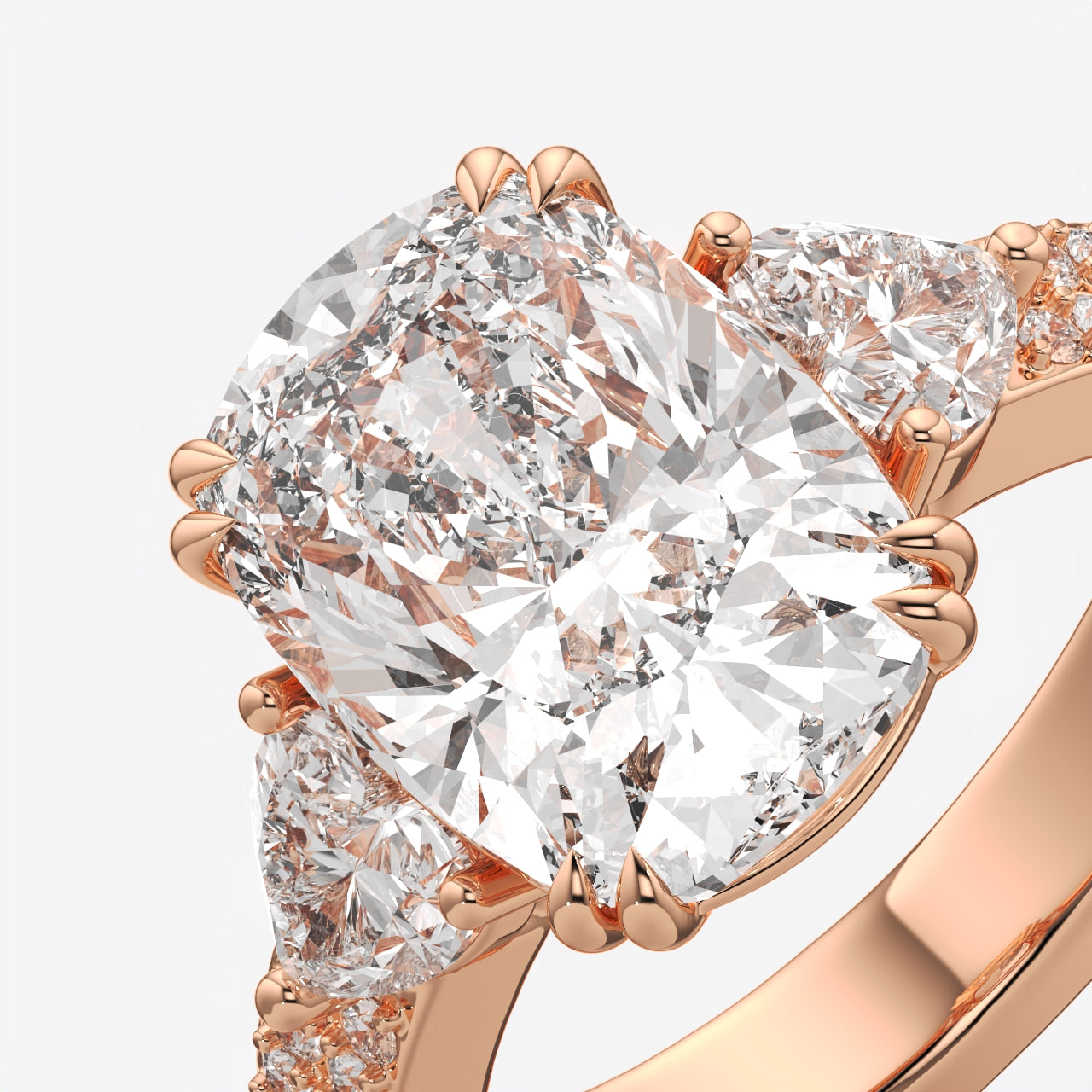 Cushion Cut Three Stone Engagement Ring