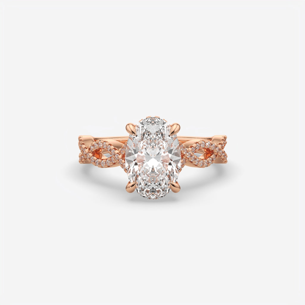 Twisted Oval Cut Solitaire Engagement Ring
