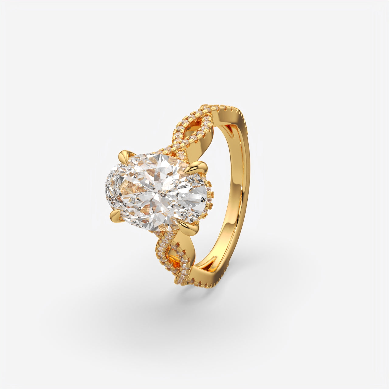 Twisted Oval Cut Solitaire Engagement Ring