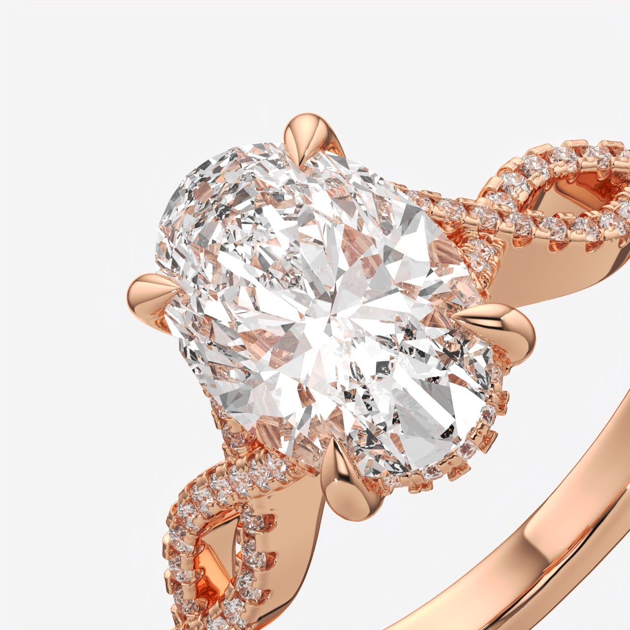 Twisted Oval Cut Solitaire Engagement Ring