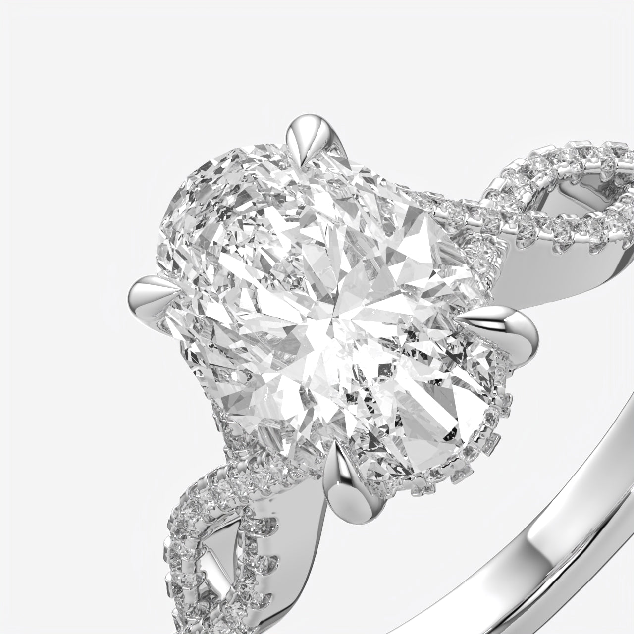 Twisted Oval Cut Solitaire Engagement Ring