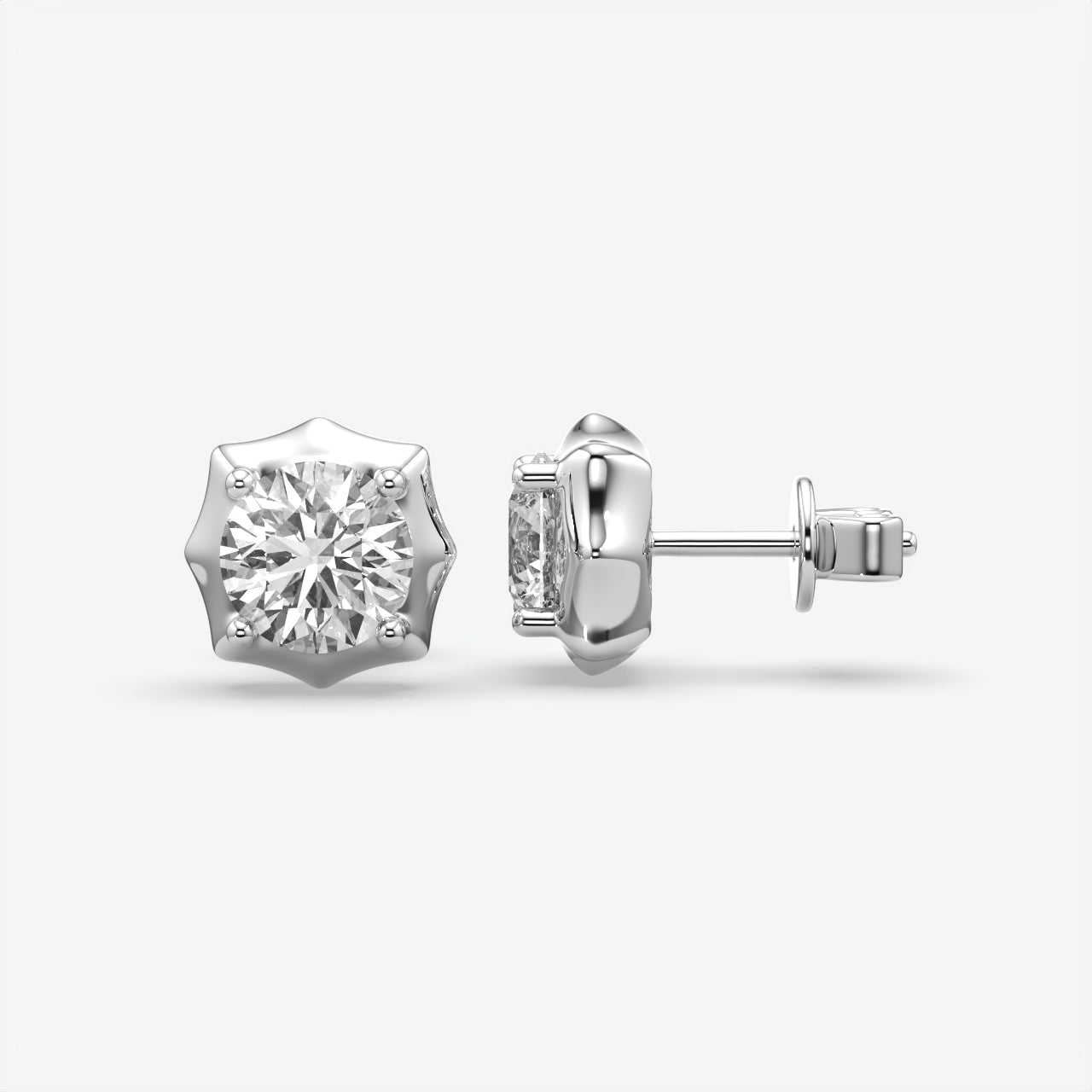 Sterling Silver Bold & Stylish Single Diamond Studs For Men's