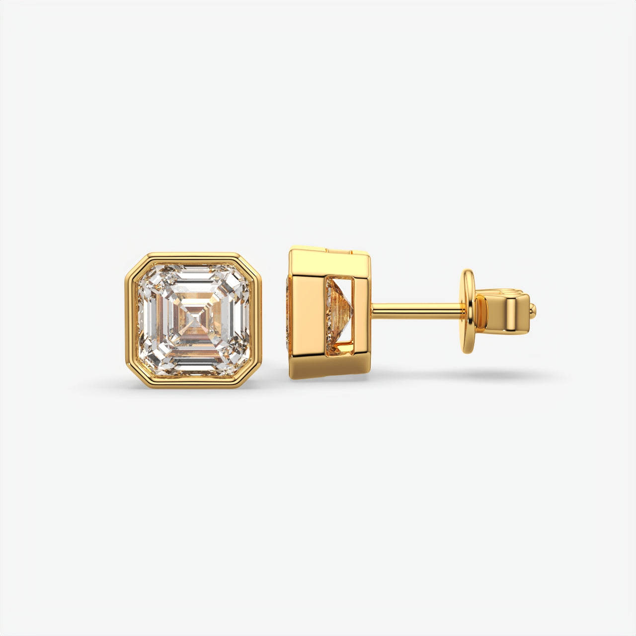 Princess Cut Moissanite Diamond Sterling Silver Men's Stud
