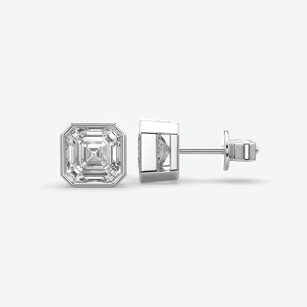 Princess Cut Moissanite Diamond Sterling Silver Men's Stud