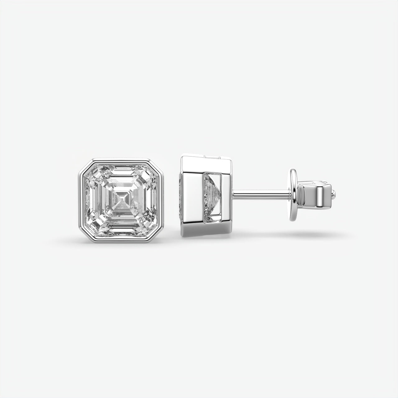 Princess Cut Moissanite Diamond Sterling Silver Men's Stud