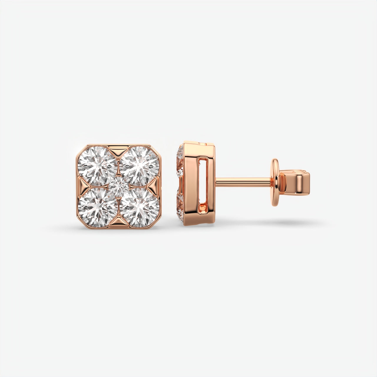 Moissanite Sterling Silver Cluster Stud Earrings For Men's