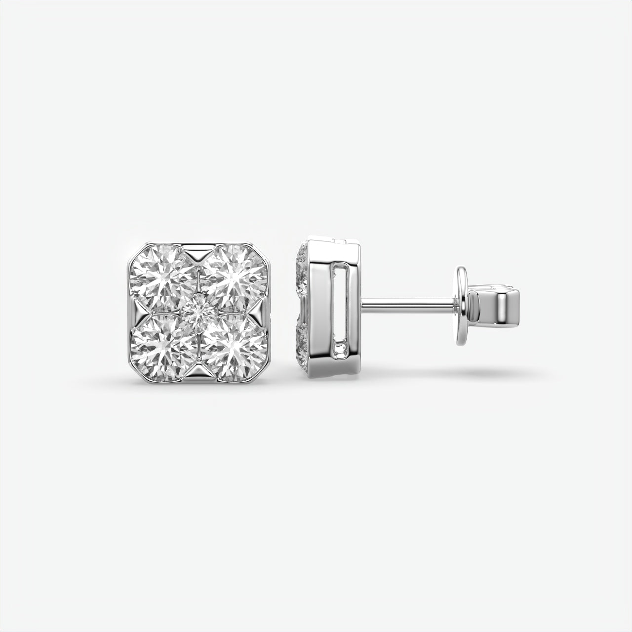 Moissanite Sterling Silver Cluster Stud Earrings For Men's