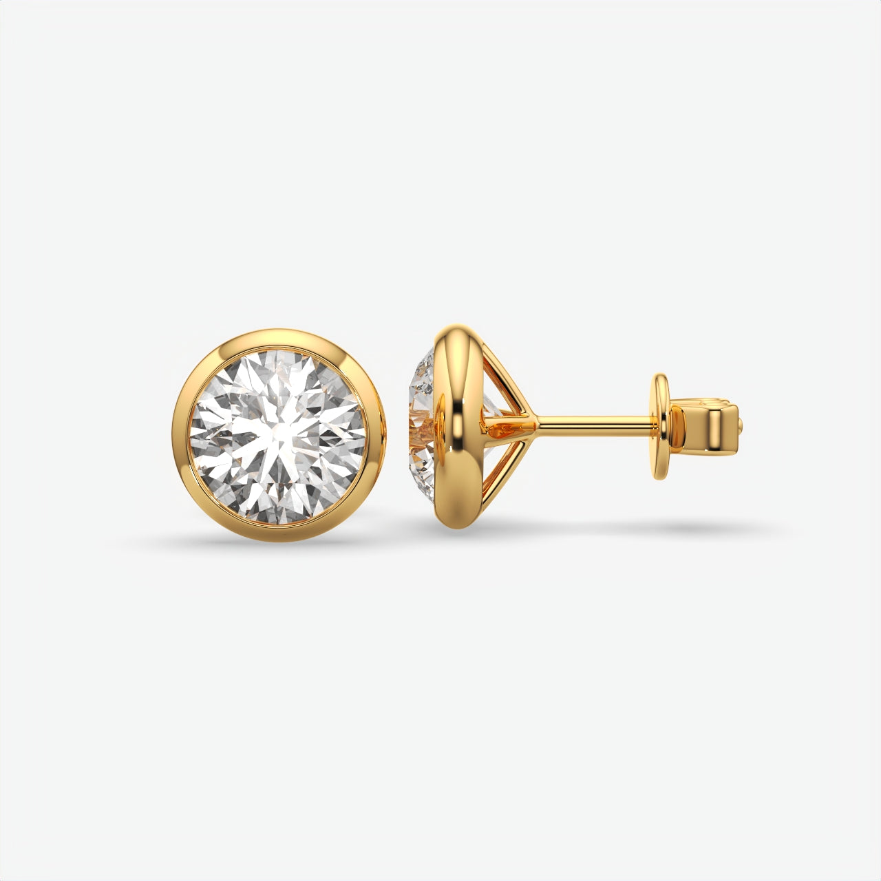 Men’s 925 Sterling Silver Round Moissanite Solitaire Stud Earring
