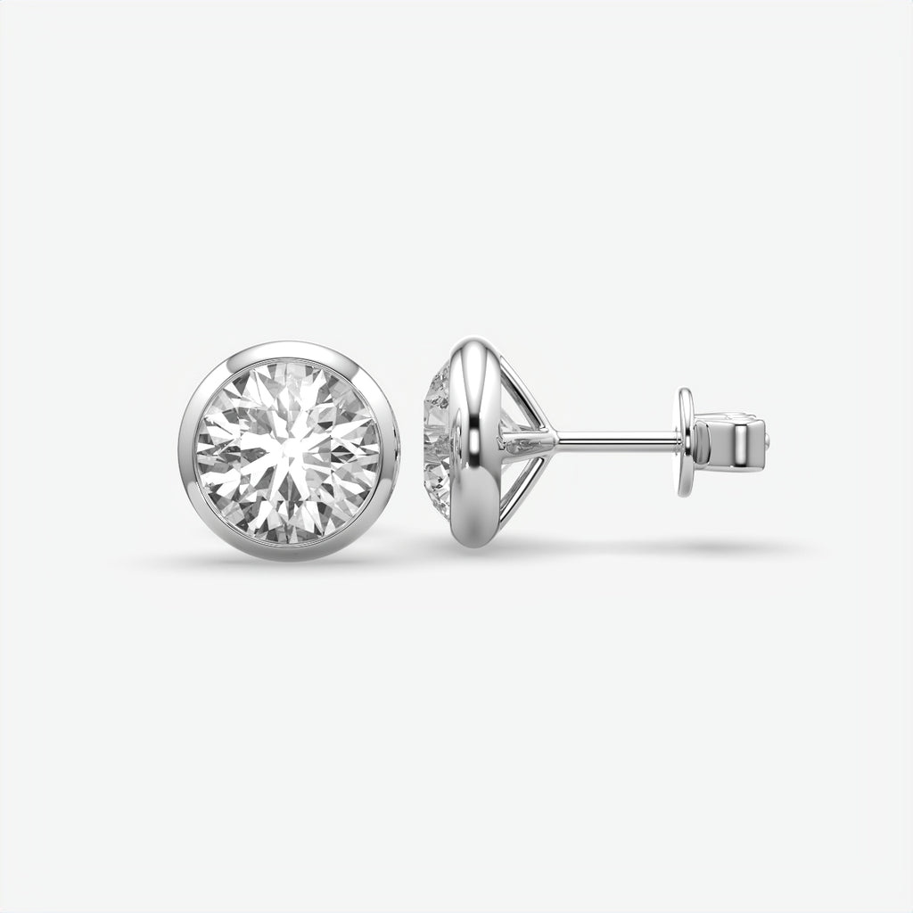 Men’s 925 Sterling Silver Round Moissanite Solitaire Stud Earring