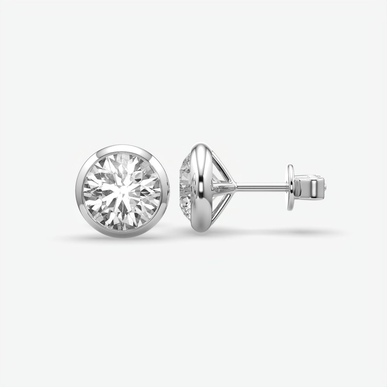 Men’s 925 Sterling Silver Round Moissanite Solitaire Stud Earring