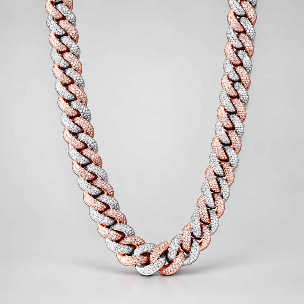 Two-Tone Iced Out Cuban Link Chain