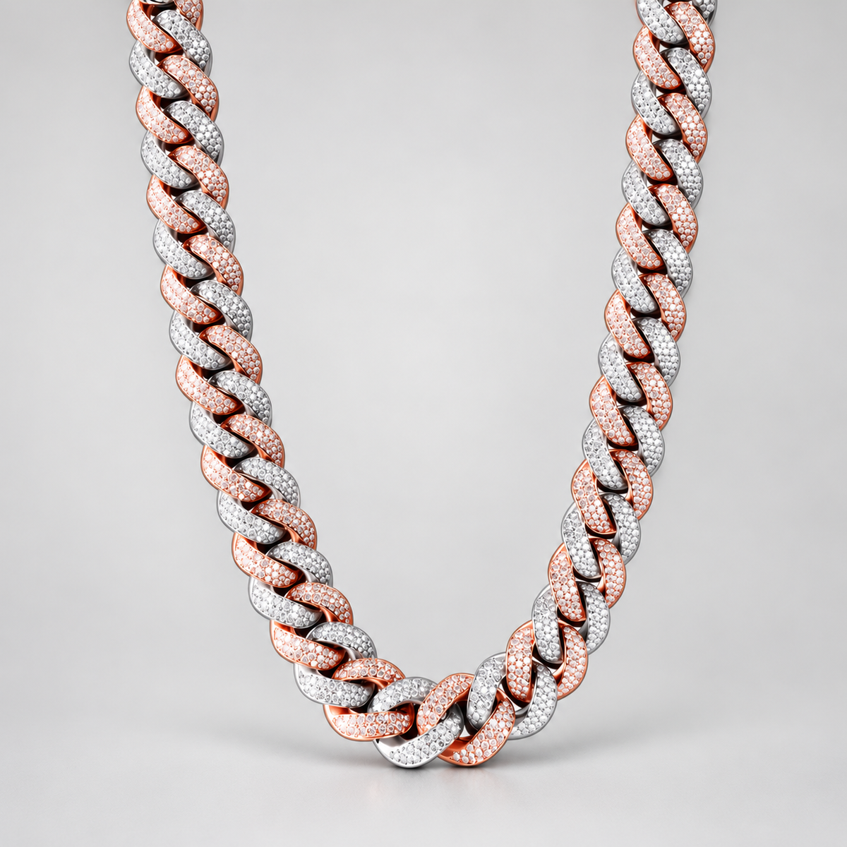 Two-Tone Iced Out Cuban Link Chain