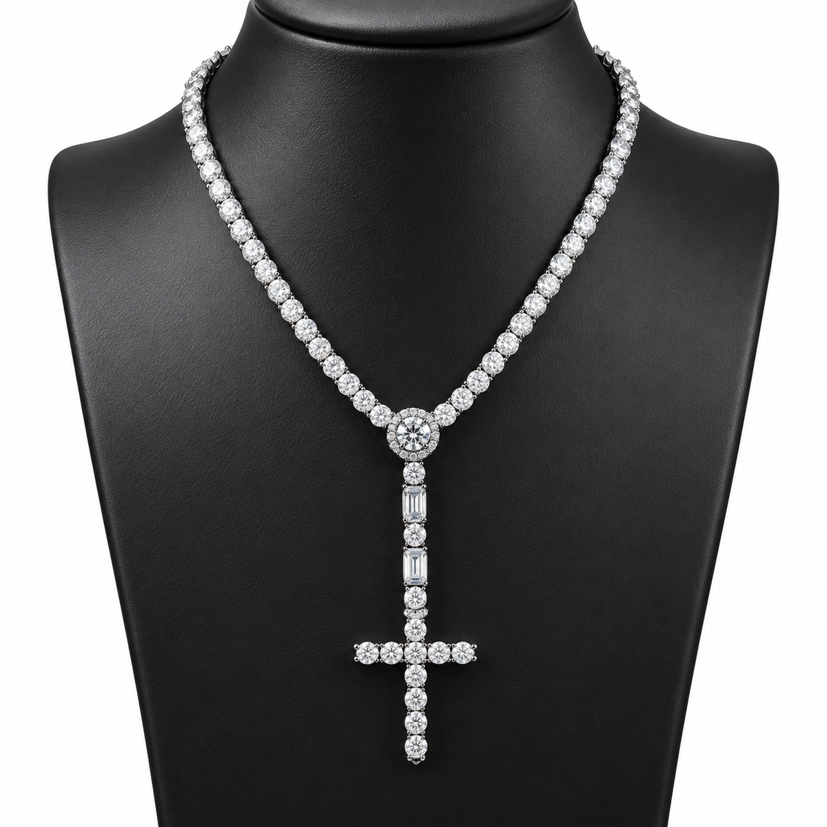 Luxury Moissanite Diamond Cross Iced Out Pendant Mens Necklace