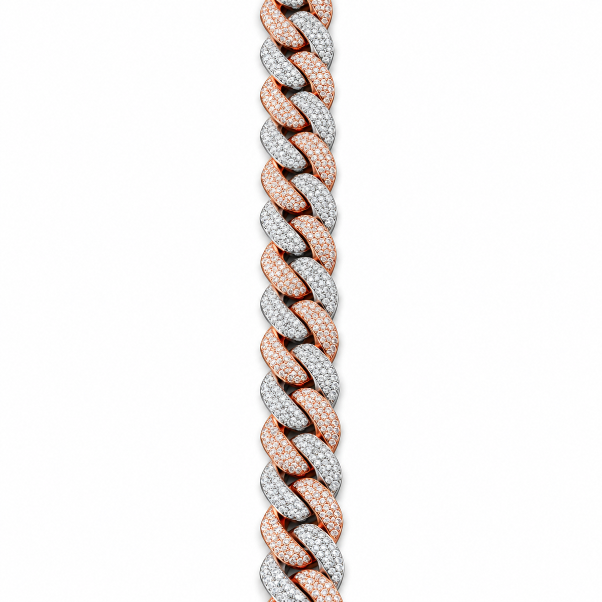 Luxury Rose Gold & White Diamond Hip Hop Men Necklace Chain