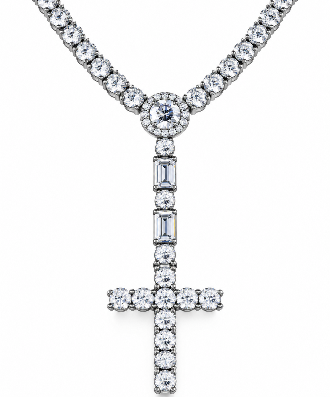 Luxury Moissanite Diamond Cross Iced Out Pendant Mens Necklace