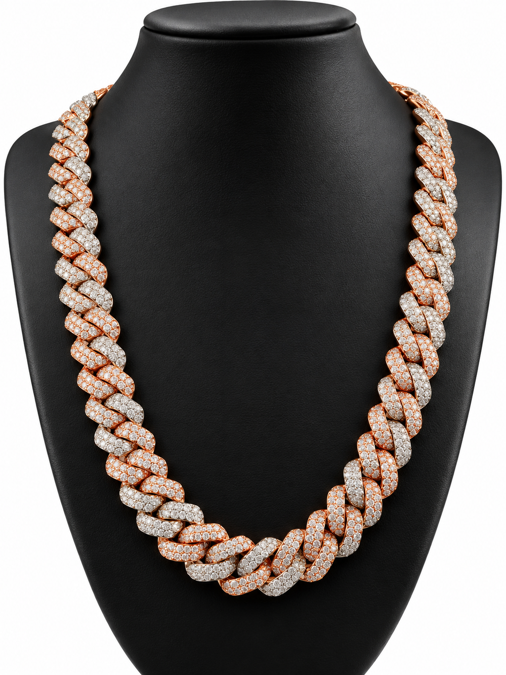 Luxury Rose Gold & White Diamond Hip Hop Men Necklace Chain